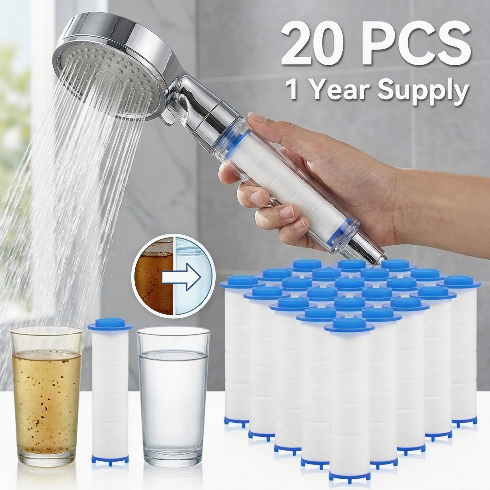 Shower Valve Cartridge - 20 قطعة فلتر قطن PP لرأس